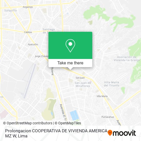Prolongacion COOPERATIVA DE VIVIENDA AMERICA MZ W map