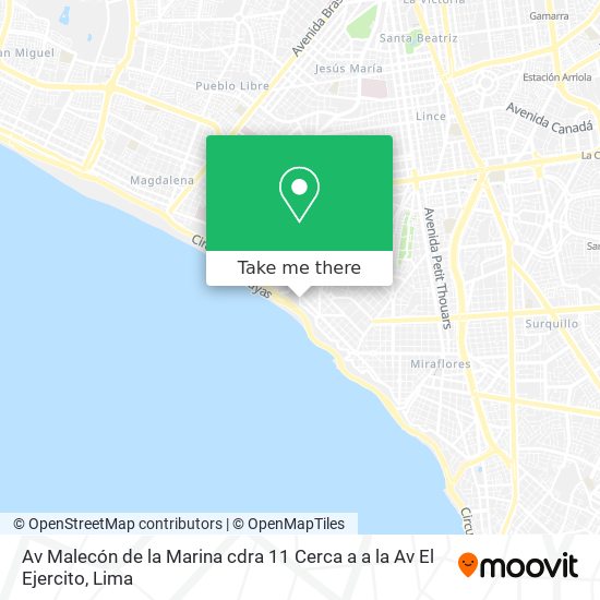 Av  Malecón de la Marina cdra  11  Cerca a a la Av  El Ejercito map