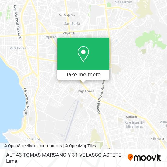 Mapa de ALT 43 TOMAS MARSANO Y 31 VELASCO ASTETE