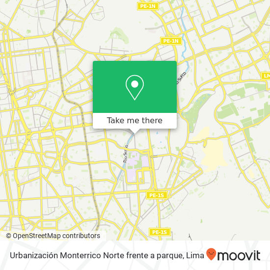 Mapa de Urbanización Monterrico Norte frente a parque