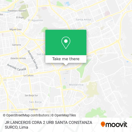 JR LANCEROS CDRA 2 URB  SANTA CONSTANZA   SURCO map