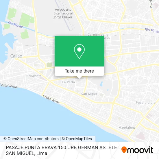 Mapa de PASAJE PUNTA BRAVA 150 URB GERMAN ASTETE SAN MIGUEL