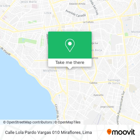 Mapa de Calle Lola Pardo Vargas 010  Miraflores