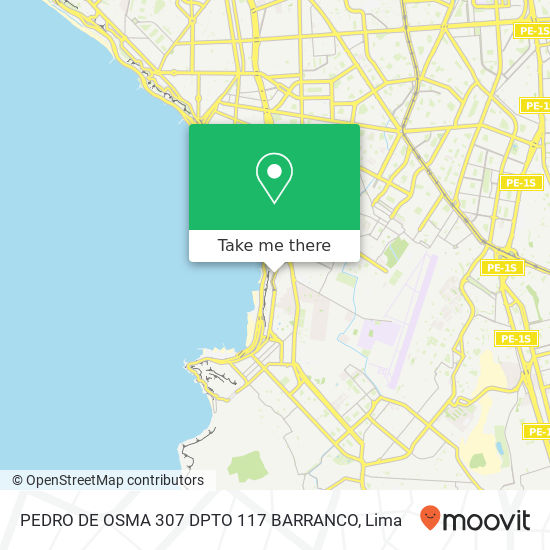 PEDRO DE OSMA  307 DPTO  117 BARRANCO map