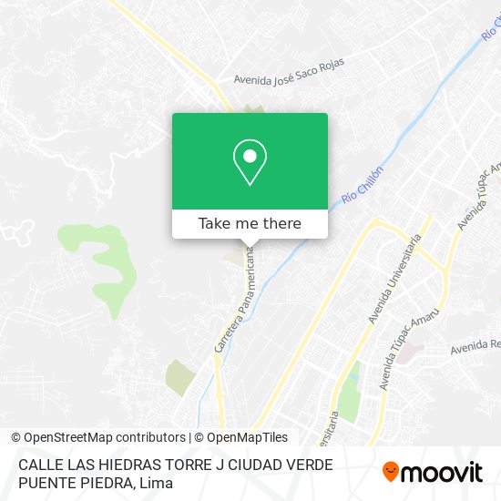 Mapa de CALLE LAS HIEDRAS TORRE J   CIUDAD VERDE  PUENTE PIEDRA
