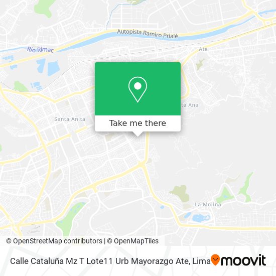 Mapa de Calle Cataluña Mz T Lote11 Urb  Mayorazgo Ate
