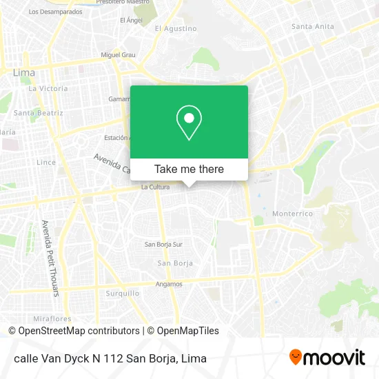 Mapa de calle Van Dyck N 112 San Borja