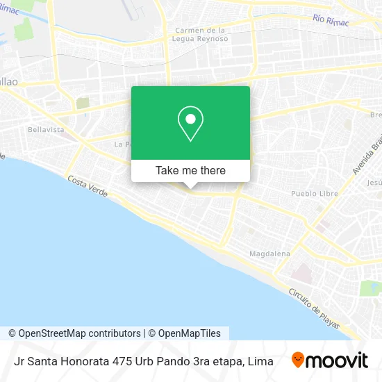 Mapa de Jr  Santa Honorata 475   Urb Pando 3ra etapa