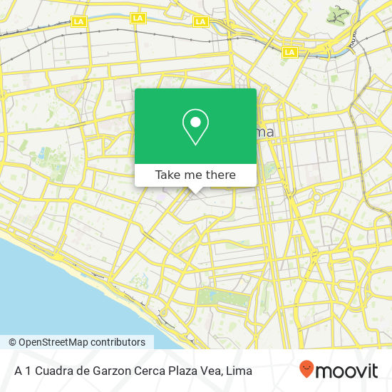 A 1 Cuadra de Garzon  Cerca Plaza Vea map