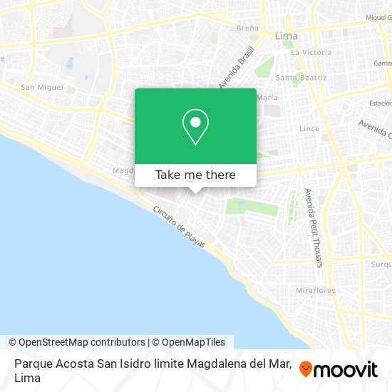 Mapa de Parque Acosta San Isidro limite Magdalena del Mar