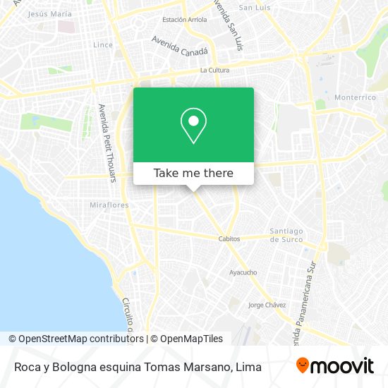 Mapa de Roca y Bologna esquina Tomas Marsano