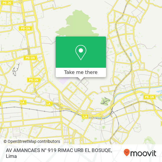 AV  AMANCAES N° 919 RIMAC   URB  EL BOSUQE map