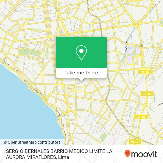 SERGIO BERNALES BARRIO MEDICO LIMITE LA AURORA MIRAFLORES map