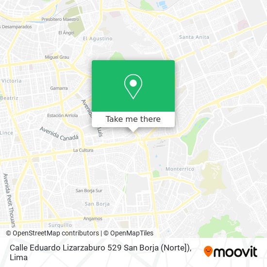 Calle Eduardo Lizarzaburo 529  San Borja (Norte]) map