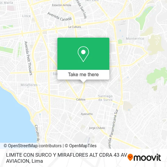 LIMITE CON SURCO Y MIRAFLORES  ALT CDRA 43  AV AVIACION map
