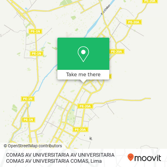 Mapa de COMAS   AV UNIVERSITARIA  AV UNIVERSITARIA COMAS AV UNIVERSITARIA COMAS