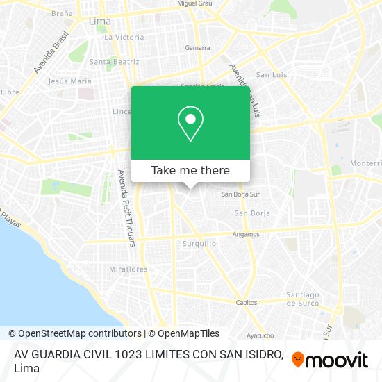 AV GUARDIA CIVIL 1023 LIMITES CON SAN ISIDRO map