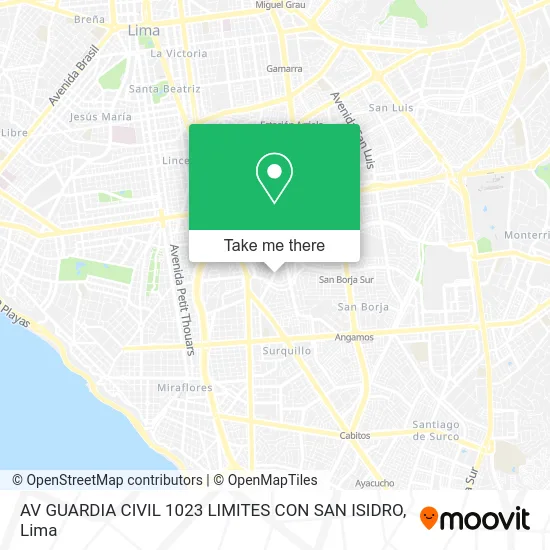 AV GUARDIA CIVIL 1023 LIMITES CON SAN ISIDRO map