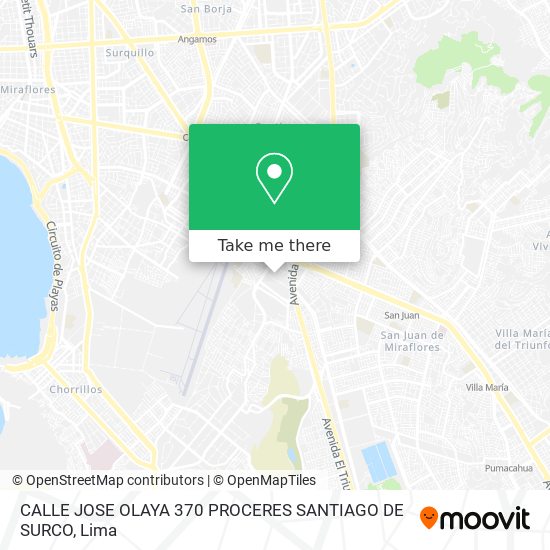 CALLE JOSE OLAYA   370 PROCERES SANTIAGO DE SURCO map