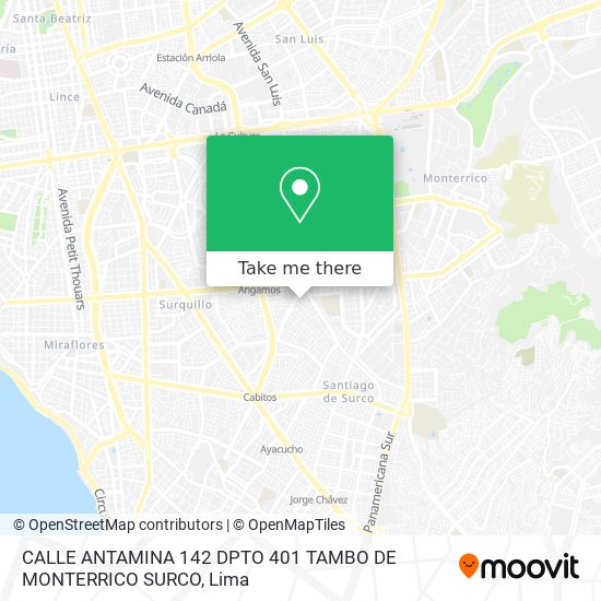Mapa de CALLE ANTAMINA 142 DPTO  401 TAMBO DE MONTERRICO SURCO