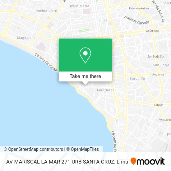 Mapa de AV MARISCAL LA MAR 271  URB  SANTA CRUZ