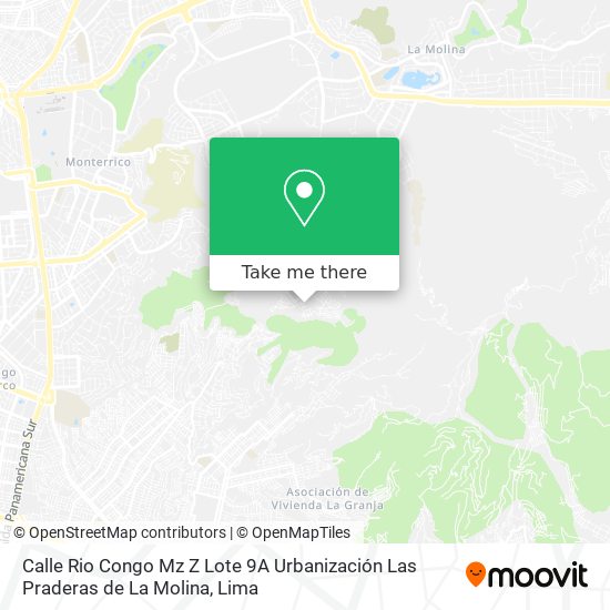 Calle Rio Congo Mz Z Lote 9A Urbanización Las Praderas de La Molina map