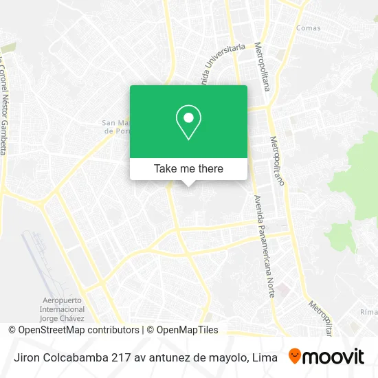Jiron Colcabamba 217   av  antunez de mayolo map