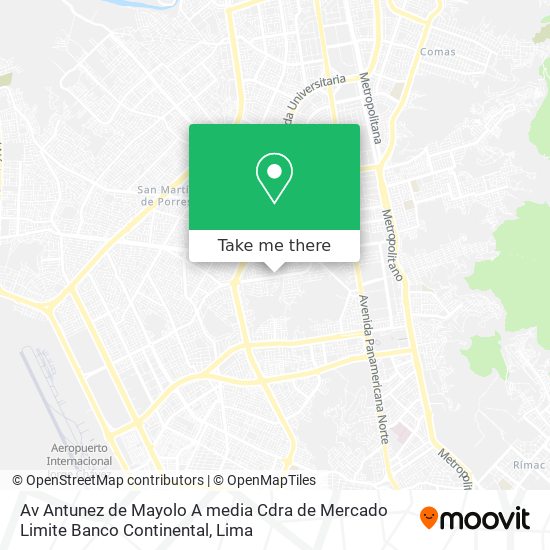 Mapa de Av  Antunez de Mayolo  A media Cdra de Mercado  Limite Banco Continental