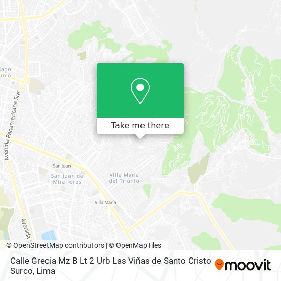 Mapa de Calle Grecia Mz B  Lt 2  Urb  Las Viñas de Santo Cristo Surco