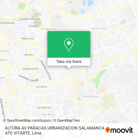 Mapa de ALTURA AV  PARACAS URBANIZACION SALAMANCA   ATE VITARTE