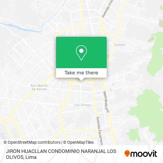 JIRON HUACLLAN  CONDOMINIO NARANJAL  LOS OLIVOS map