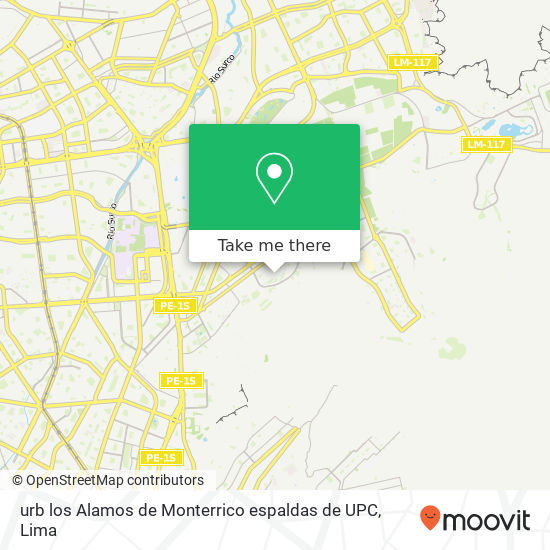 urb los Alamos de Monterrico  espaldas de UPC map