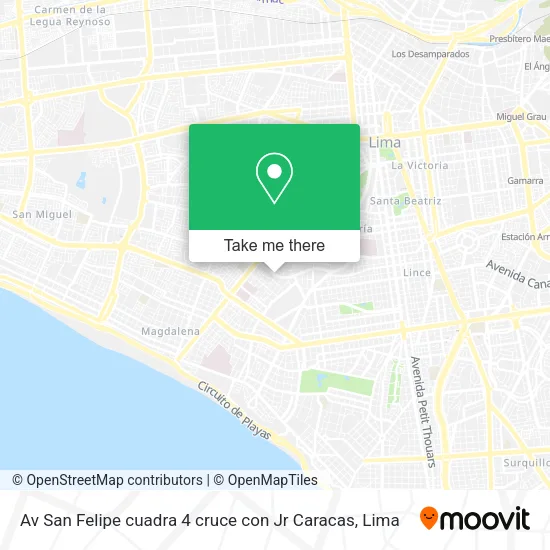 Mapa de Av  San Felipe cuadra 4 cruce con Jr  Caracas
