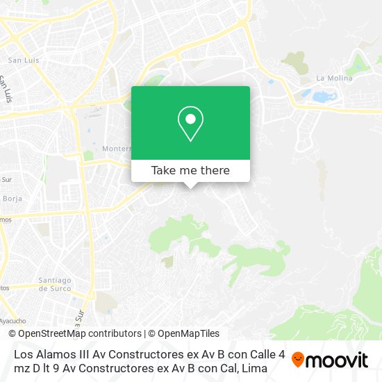 Mapa de Los Alamos III  Av  Constructores ex Av  B con Calle 4 mz D lt 9 Av  Constructores ex Av  B con Cal