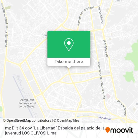 mz D lt 34 cov  "La Libertad" Espalda del palacio de la juventud    LOS OLIVOS map