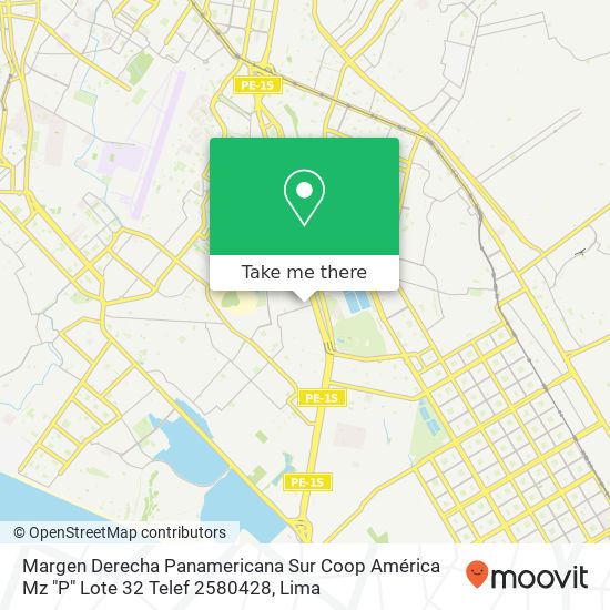 Margen Derecha Panamericana Sur  Coop  América Mz  "P" Lote  32 Telef  2580428 map