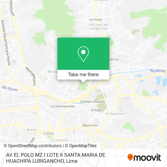 AV  EL POLO MZ  I LOTE 6  SANTA MARIA DE HUACHIPA  LURIGANCHO map
