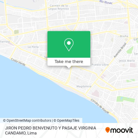 JIRON PEDRO BENVENUTO Y PASAJE VIRGINIA CANDAMO map