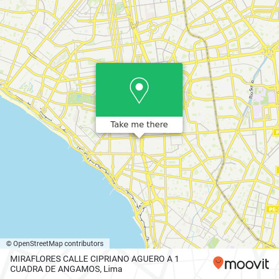 MIRAFLORES  CALLE CIPRIANO AGUERO A 1 CUADRA DE ANGAMOS map