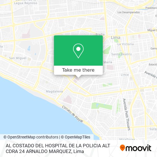 AL COSTADO DEL HOSPITAL DE LA POLICIA ALT  CDRA 24 ARNALDO MARQUEZ map