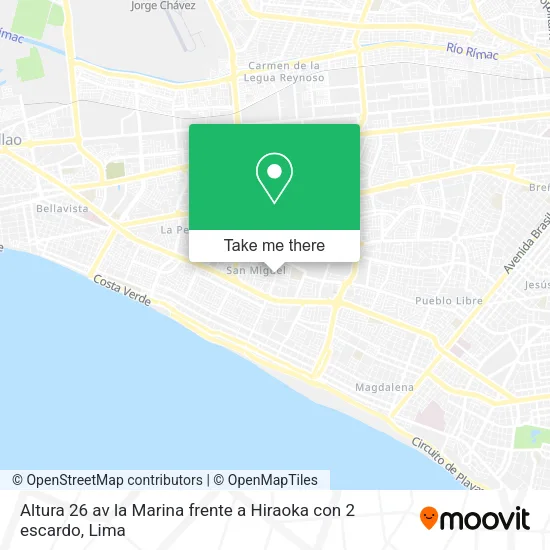 Mapa de Altura 26 av la Marina  frente a Hiraoka con 2 escardo