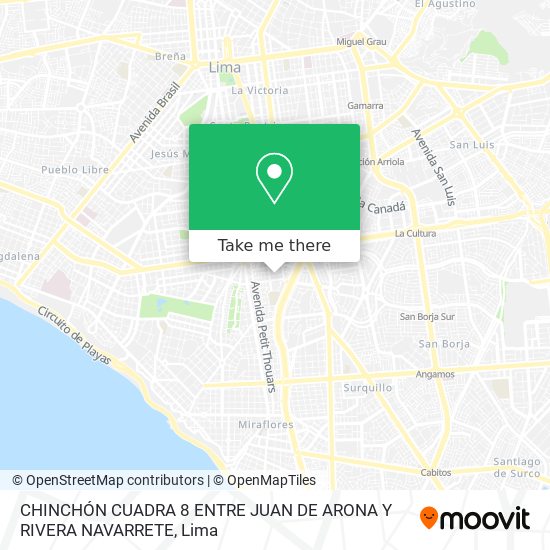 CHINCHÓN CUADRA 8  ENTRE JUAN DE ARONA Y RIVERA NAVARRETE map