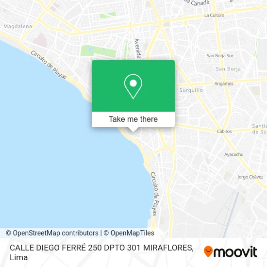 Mapa de CALLE DIEGO FERRÉ 250 DPTO  301  MIRAFLORES