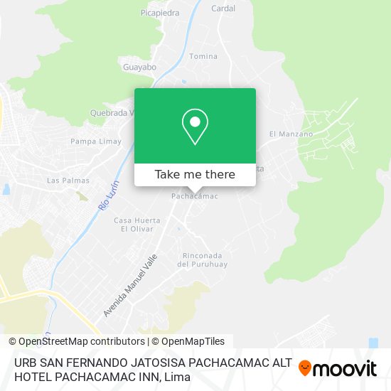 URB  SAN FERNANDO JATOSISA PACHACAMAC  ALT  HOTEL  PACHACAMAC INN map