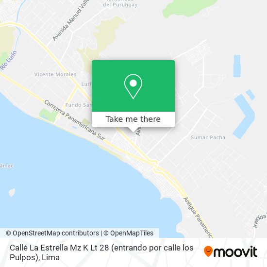 Mapa de Callé La Estrella Mz K Lt 28 (entrando por calle los Pulpos)