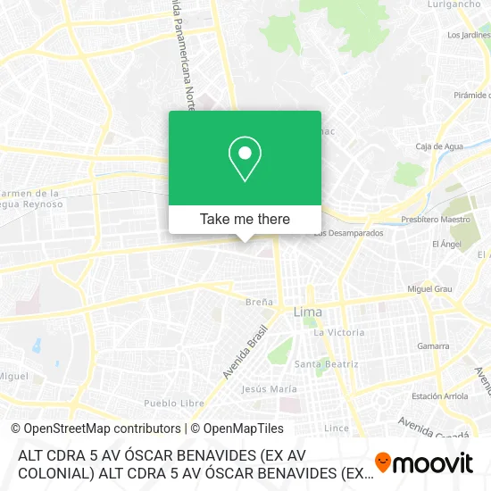 Mapa de ALT  CDRA  5 AV  ÓSCAR BENAVIDES (EX  AV  COLONIAL) ALT  CDRA  5 AV  ÓSCAR BENAVIDES (EX  AV  COLON