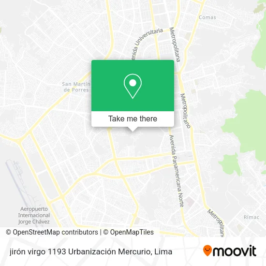 Mapa de jirón virgo 1193 Urbanización Mercurio