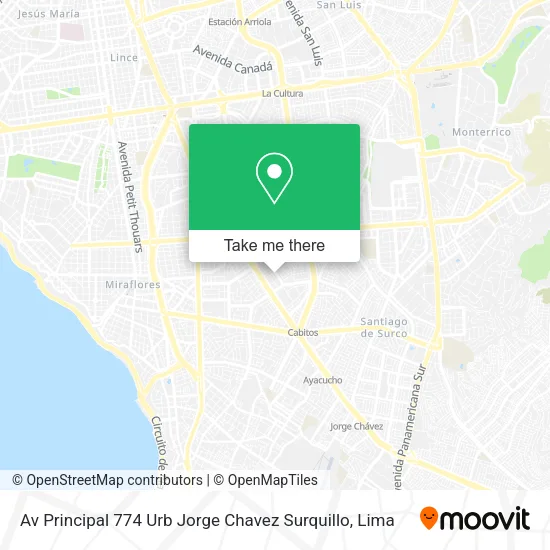 Mapa de Av  Principal 774 Urb  Jorge Chavez   Surquillo