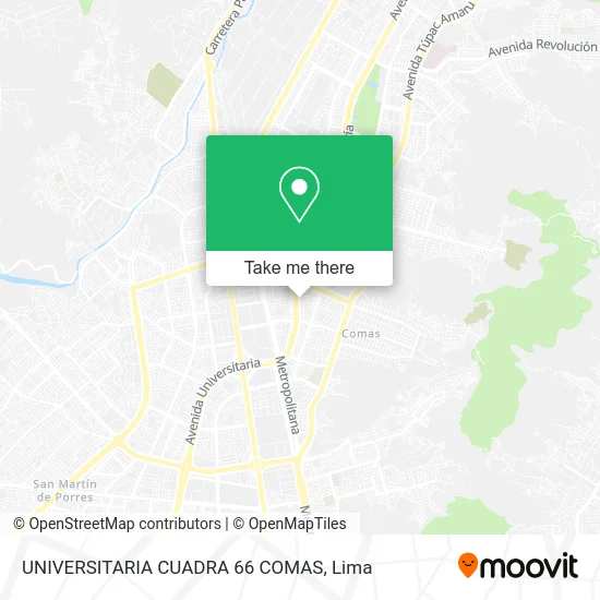 UNIVERSITARIA CUADRA 66  COMAS map