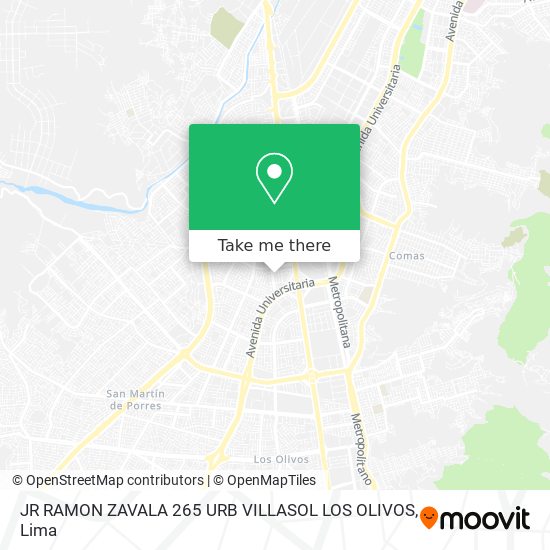 JR  RAMON ZAVALA 265 URB  VILLASOL LOS OLIVOS map
